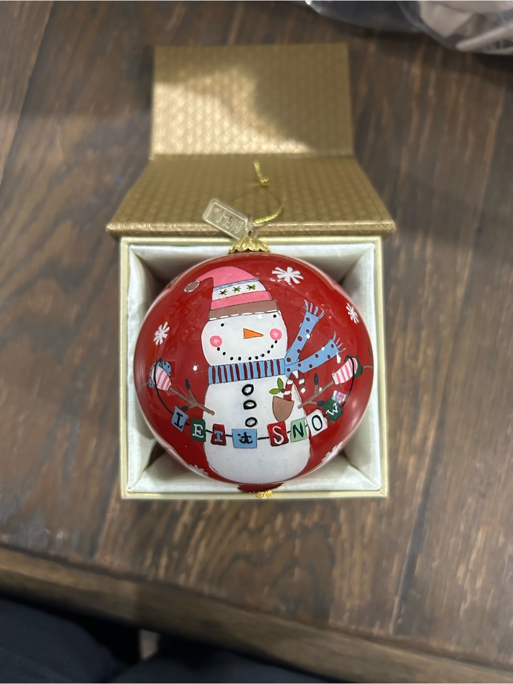 Pier 1 Import Holiday Snowman Glass Ornament - Red